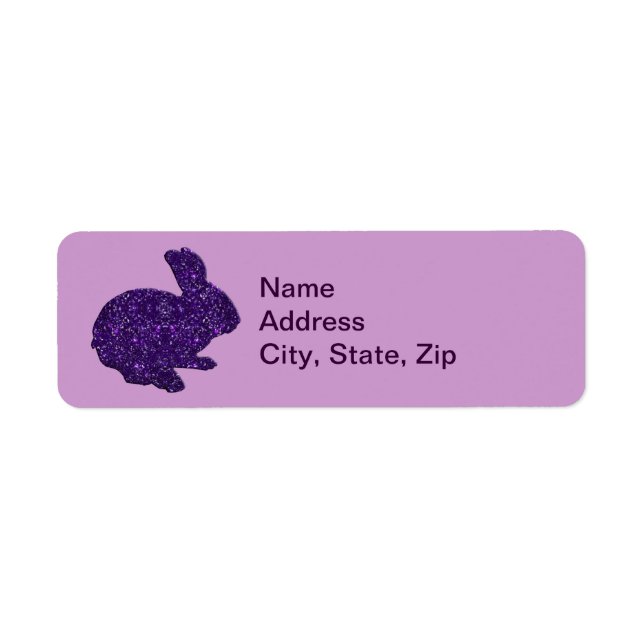 Lila Glitzer Silhouette Bunny Address Labels (Vorne)