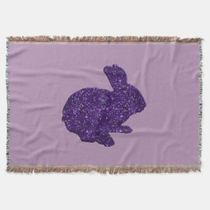 Lila Glitzer Silhouette Bunny Throw Blanket Decke