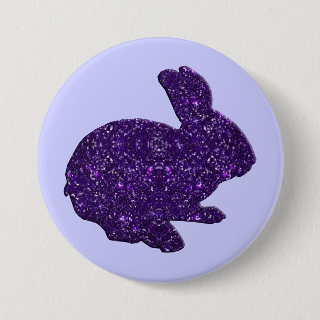 Lila Glitzer Silhouette Ostern Sonnen Schaltfläche Button (Vorderseite)
