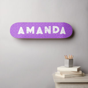Lila Glitzer Skateboard Grunge personalisierter Na