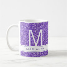 Lila Glitzer Sparkle Monogram Individuelle Name