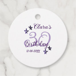 Lila Glitzer Stars 30. Geburtstag modernes Retro Geschenkanhänger