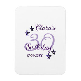 Lila Glitzer Stars 30. Geburtstag modernes Retro Magnet