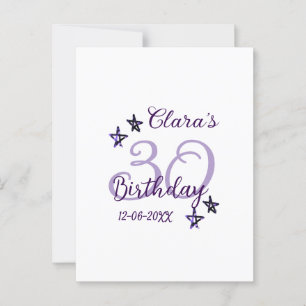 Lila Glitzer Stars 30. Geburtstag modernes Retro Postkarte