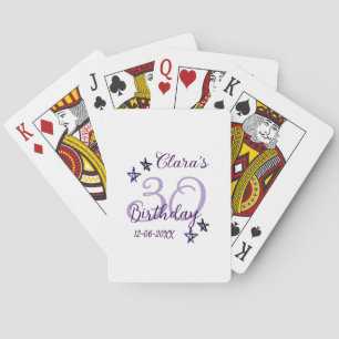 Lila Glitzer Stars 30. Geburtstag modernes Retro Spielkarten