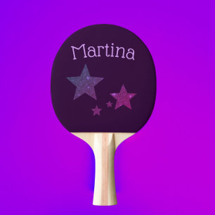 Lila Glitzer Stars personalisiert Tischtennisplatt Tischtennis Schläger