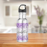 Lila Glitzer Staubname Edelstahlflasche<br><div class="desc">Dekoriert mit lila Imitaten Glitzer Staub. Personalisieren und fügen Sie Ihren Namen mit einem angesagten,  handgeschriebenen Stil-Skript mit Swashes hinzu. Um die Swashes behalten,  löschen Sie nur den Beispielnamen,  verlass die Leerzeichen oder Emoji's vor und nach dem Namen.</div>