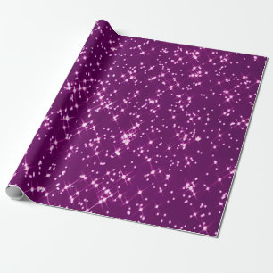 Lila Glitzer-Sterne Geschenkpapier