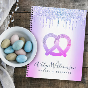 Lila Glitzer Tropfen Bäckerei Catering Konditorei  Notizbuch