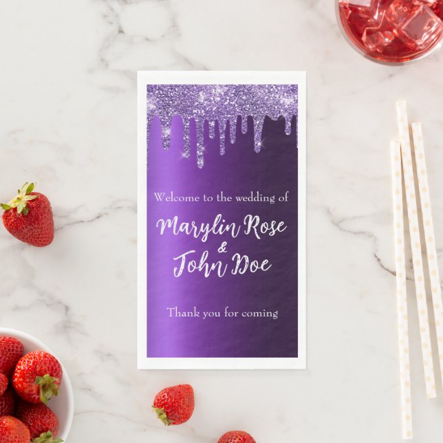 LILA GLITZER TROPFEN ELEGANT SERVIETTE (Beispiel)