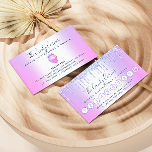 Lila Glitzer Tropfen Erdbeere Confection Süßigkeit Treuekarte