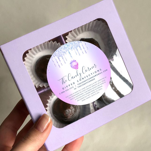 Lila Glitzer Tropfen Erdbeere Konfektion Recht Runder Aufkleber (Von Creator hochgeladen)