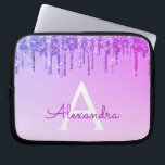 Lila Glitzer und Sparkon-Monogramm Laptopschutzhülle<br><div class="desc">Lila Imitat Dripping Glitzer und sparkle Elegant Monogram Case. Dieser Fall kann so angepasst werden,  dass er Ihren Anfangs- und Vornamen enthält.</div>