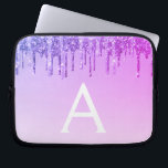 Lila Glitzer und Sparkon-Monogramm Laptopschutzhülle<br><div class="desc">Lila Imitat Dripping Glitzer und sparkle Elegant Monogram Case. Dieser Fall kann so angepasst werden,  dass er Ihren Anfangs- und Vornamen enthält.</div>