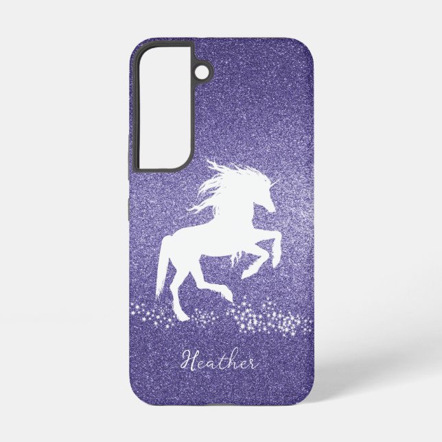 Lila Glitzer Unicorn Samsung Galaxy Fall Hülle (Rückseite)