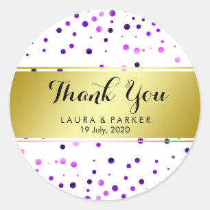 Lila Glitzer Vielen Dank Wedding Confetti Runder Aufkleber