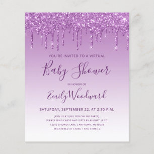 Lila Glitzer Virtual Baby Dusche