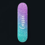 Lila Glitzer von Girlande chic türkis ombre Skateboard<br><div class="desc">Girl mermaid lila Glitzer chic türkis ombre Skateboard ,  tragen Sie Ihren Namen</div>