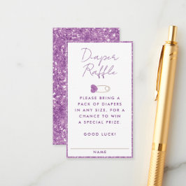 Lila Glitzer Windelwanne Babyduschenschließung Begleitkarte