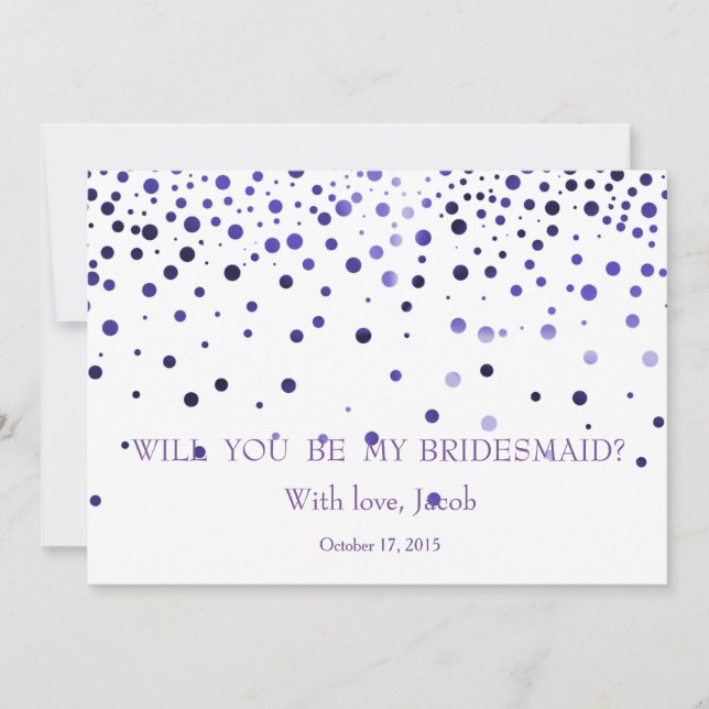 Lila Glitzer wirst du meine Bridesmaid sein Einladung (Vorderseite)
