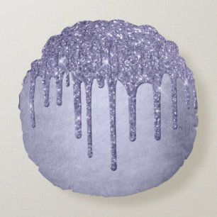 Lila Glitzer zum Tropfen Chic Lavender Icing Pou Rundes Kissen