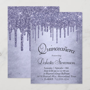 Lila Glitzer zum Tropfen   Lavender Quinceanera Einladung