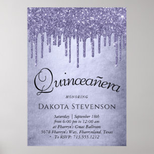 Lila Glitzer zum Tropfen   Lavender Quinceanera Poster