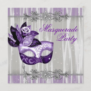 Lila Glitzern Lila Masquerade Party Einladung