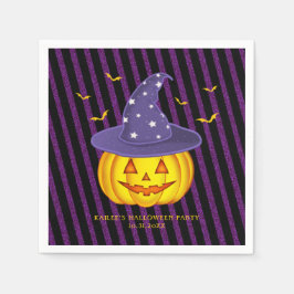 Lila Glitzern und schwarze Streifen Halloween Pump Serviette