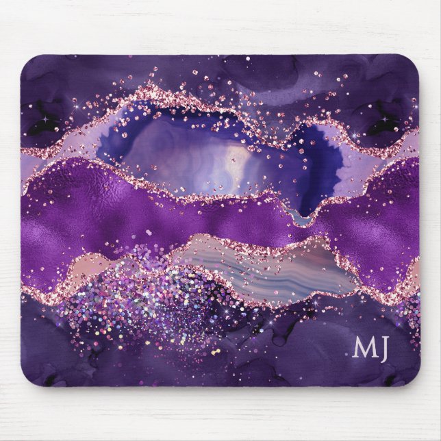 Lila glitzernde Achat-Textur Mousepad (Vorne)