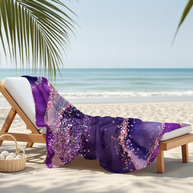 Lila glitzernde Achat-Textur Strandtuch (Von Creator hochgeladen)