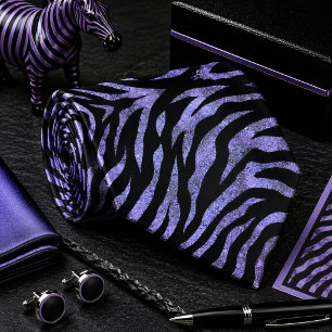 Lila glitzernder Zebra-Wildtier-Muster Krawatte