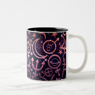 Lila Glitzerndes Planetarisches Universum Weltraum Zweifarbige Tasse