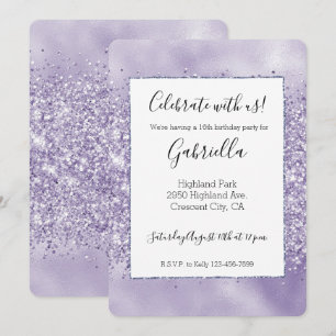Lila Glitzy Glitzer Einladung