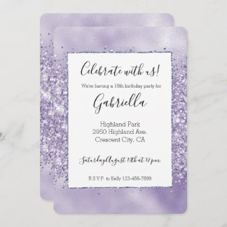 Lila Glitzy Glitzer Einladung
