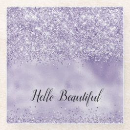 Lila Glitzy Glitzer Glasuntersetzer