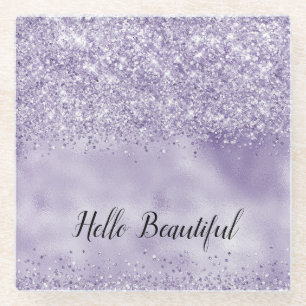 Lila Glitzy Glitzer Glasuntersetzer