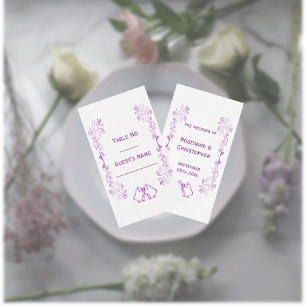 Lila Glocken-Scrollwork-Hochzeit Platzkarte