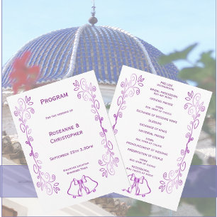 Lila Glocken-Scrollwork-Hochzeit Programm
