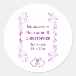 Lila Glocken-Scrollwork-Hochzeitsdesign Runder Aufkleber