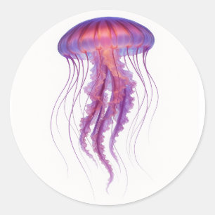 Lila Glow Jellyfish Runder Aufkleber