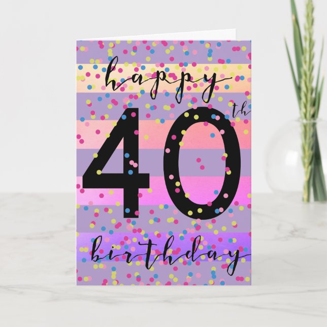 Lila Glück 40. Geburtstag Karte (Vorderseite)