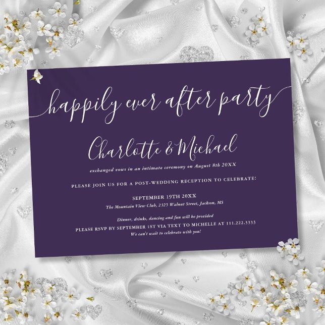 Lila glücklich je nach Hochzeit des Party Einladung (Purple Happily Ever After Party Wedding Invitation)