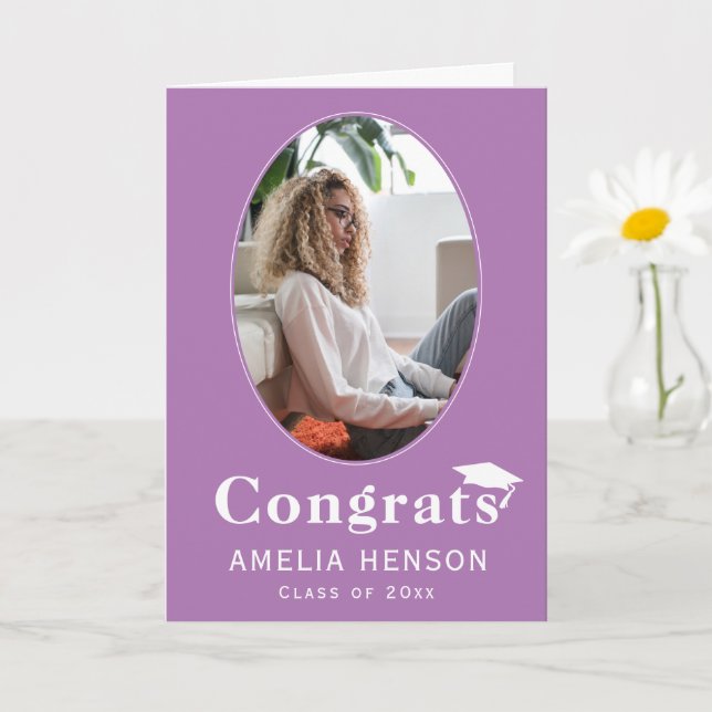 Lila Glückwunsch Graduate Foto Abschluss Card Karte (Kleine Pflanze)