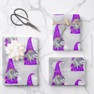 Lila Gnome Geschenkpapier Set
