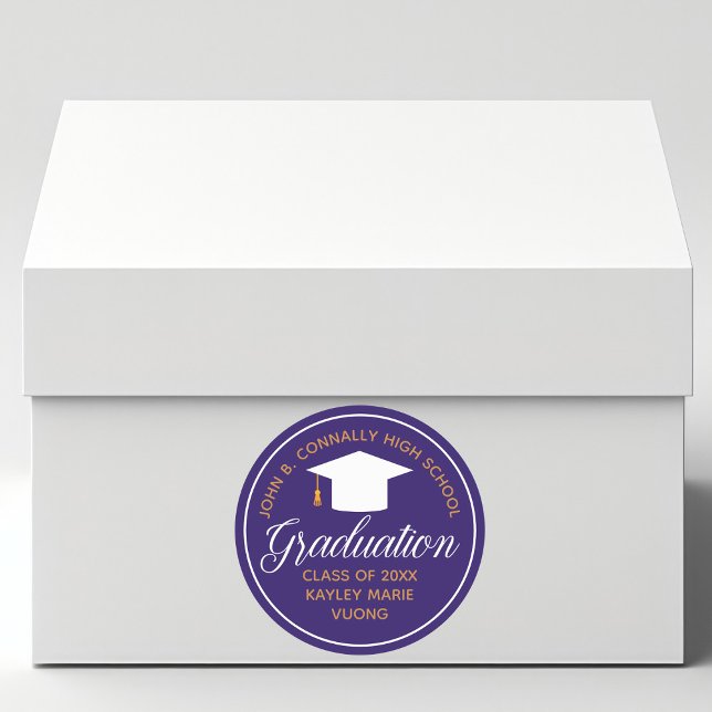 Lila Gold Abschluss 2025 Benutzerdefiniertes Party Runder Aufkleber (Von Creator hochgeladen)