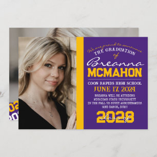 Lila & Gold Abschluss 2 Foto Ankündigung