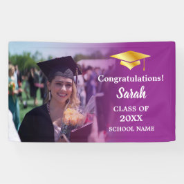 Lila Gold Abschluss Custom Foto Class of 2025 Banner