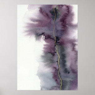 Lila Gold Abstraktes Aquarell Poster