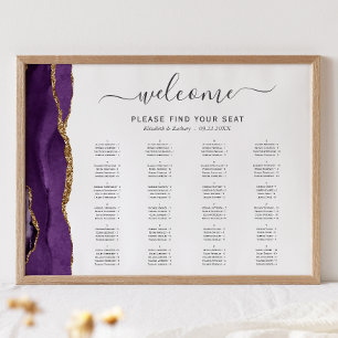 Lila Gold Achat Hochzeit Sitzplan Poster